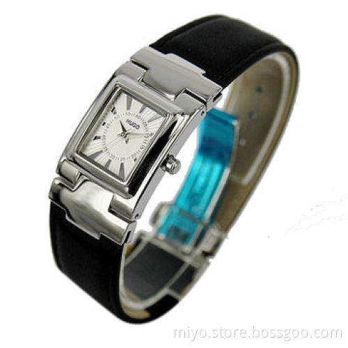 Ladies' Stainless Steel Watch with Genuine Leather Band and CE/RoHS Marks
